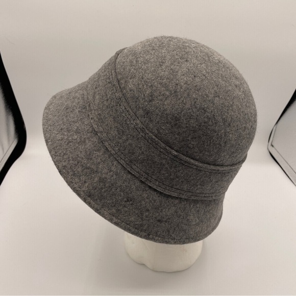 Gray Wool Hat With Button Detail - Picture 4 of 7